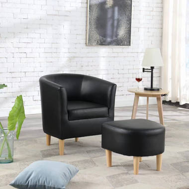 Black faux discount leather tub chair